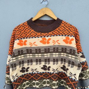 Vintage Patterned Knit Sweater