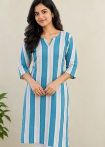 LOOKMARK Blue & White Kurta(without pants)| Size S