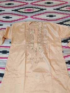 Men's Embroidered Silk Kurta
