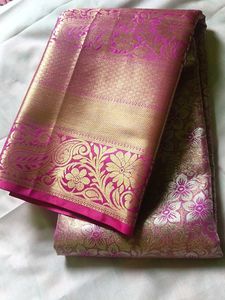 Elegant Pink & Gold Silk Saree
