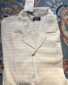 Men's Shein Textured Camp Collar Shirt