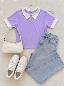 💜Lavender Peter Pan Collar Top