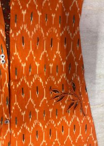 Orange Ikat Print Kurta