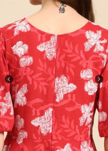 Anayna Red Floral Print Dress