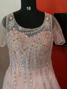 Stunning Pink Sequined Gown with shawl