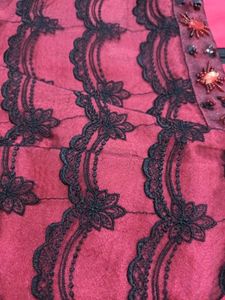 Elegant Red &amp; Black Lace Dress