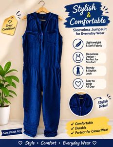 Branded Blue Sleeveless Jumpsuit