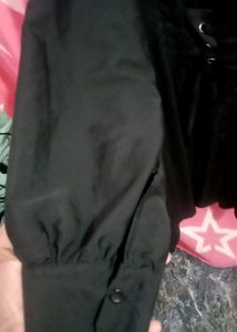 Black Lace-Up Shirt Dress