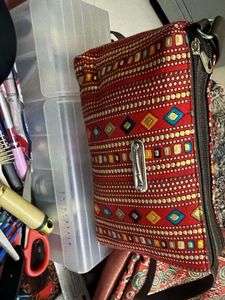 Boho Red Patterned Crossbody Bag