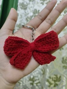 Handmade Crochet Bow Keychain