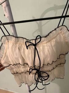 Chic Off-White Ruffle Coord Set
