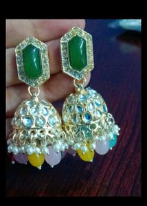 Multicolour Polka Jhumka Earrings