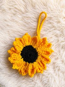 Handmade Crochet Sunflower Bag Charm