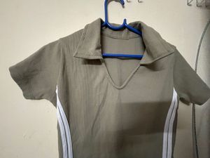 Olive Green Collared Mini Dress