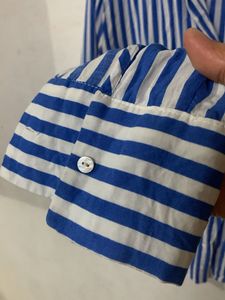Blue &amp; White Striped Button-Up Shirt