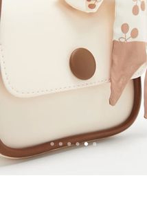 savana Chic Cream Crossbody Bag with Scarf Detail