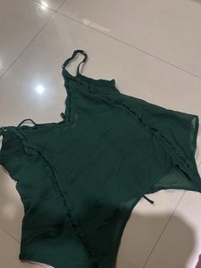 Green Lace Trim Cami Top