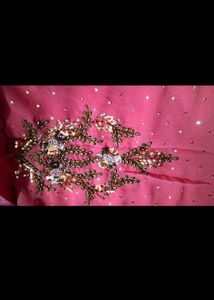 Pink Embellished Saree