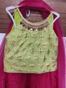 Green &amp; Pink Choli lehenga Set(On Cash - NO COINS)