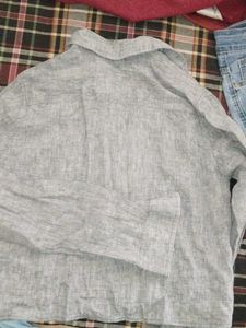 Guess Grey Linen Button-Up Shirt