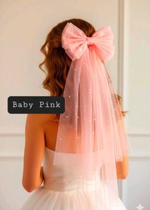 Bow Veil Headpiece - Pack of 3 White Babypink Lave