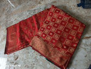 Elegant Red &amp; Gold Banarasi Silk Saree