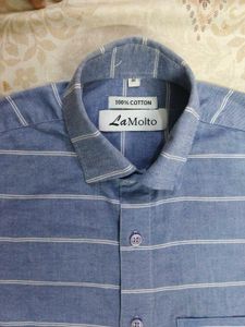 Men's Blue Striped Cotton Shirt