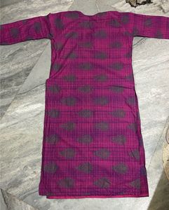 Vibrant Pink &amp; Grey Kurta
