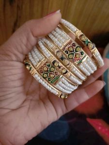 Elegant Pearl &amp; kundan Bangles
