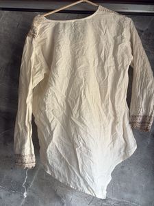 Boho Cream Embroidered Kurta Top