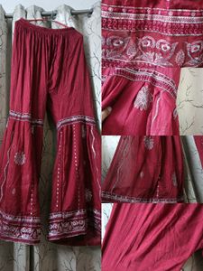 Maroon Embroidered Kurta Set with Sharara