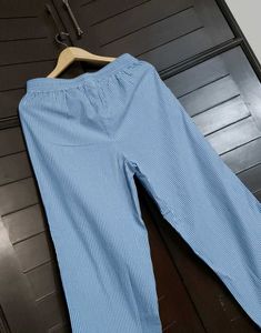 Wunder Love Blue Striped High-Rise Cotton Pants