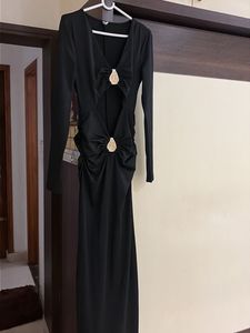 Chic Black Ruched Cut-Out Maxi Dress