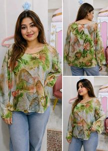 Bohemian Floral Print Sheer Top