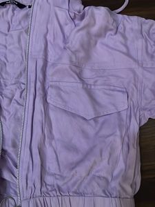 Lilac Cropped Hooded Jacket