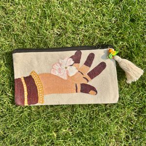 Hand-Painted Pouch with Tassel Detail