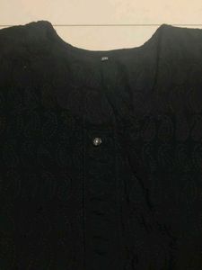 Classic Black Kurta chikankari