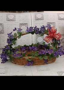 8. Wicker Basket with Purple Flowers