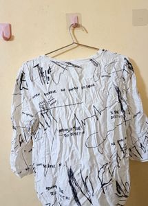 Unique Graphic Print White Top