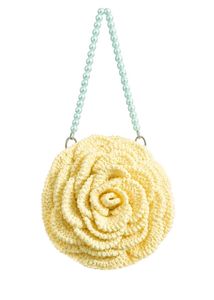 Cream Rose Crochet Clutch Bag