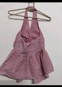 Red Gingham Halter Neck Top