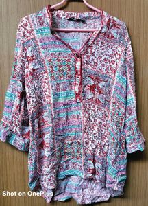 Bohemian Patchwork Print Tunic Top