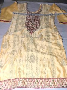 Beautiful Yellow Embroidered Kurta
