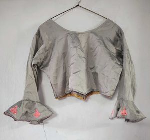 Grey Silk Blouse