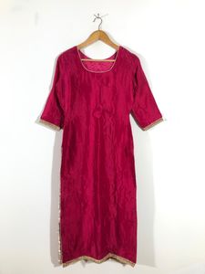 Pure Silk Dress In Dark Rose Pink