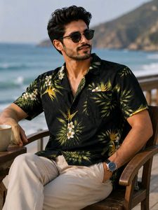 Tropical Floral Black Shirt👔