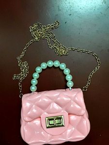 Cute Pink Pearl Handle Bag