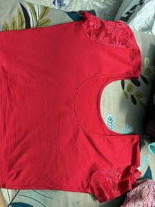 Red Top with Lace Details