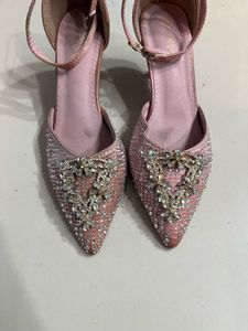 Elegant Pink Jeweled Heels