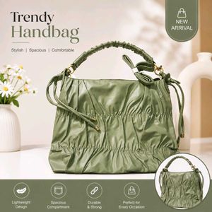 Chic Ruched Green Shoulder Bag